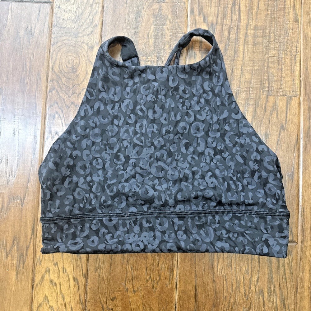 Lululemon Energy Sports Bra Criss Cross Animal Print High Neck Medium Support 8